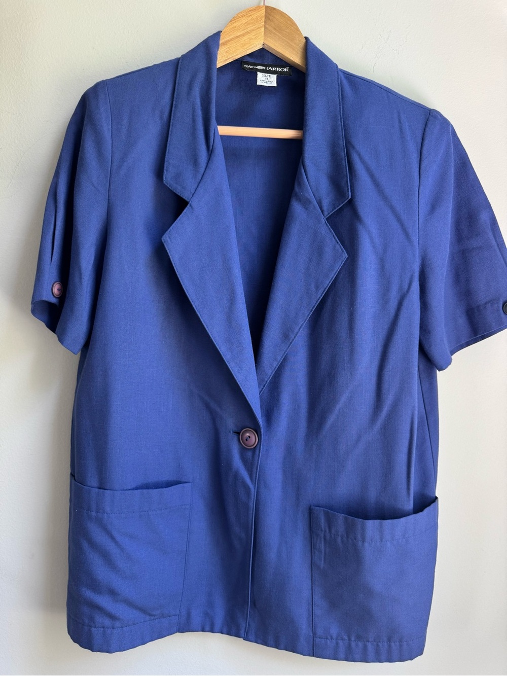 Sag Harbor Short-Sleeve Blazer Jacket in Royal Blue Vintage Grandmillenial